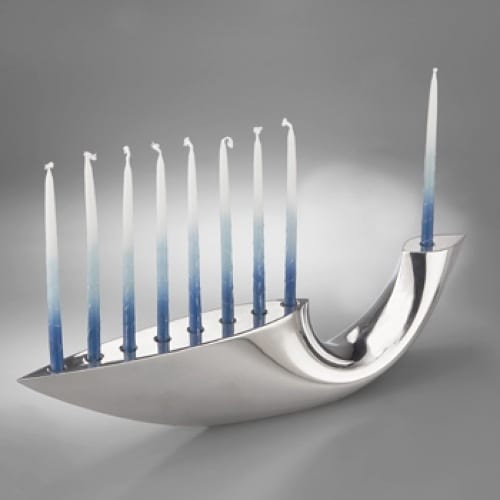 modern silver menorah