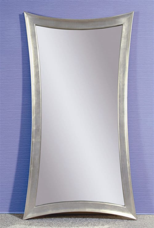 silver curved floor mirror