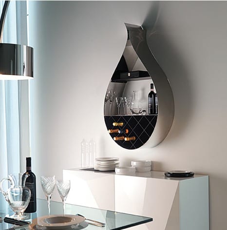 wall mounted teardrop wine rack