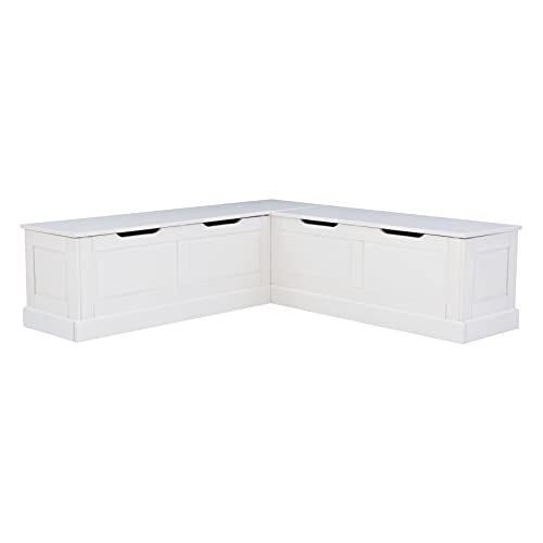 Linon White Backless Nook Harris Solid Pine Interior Storage