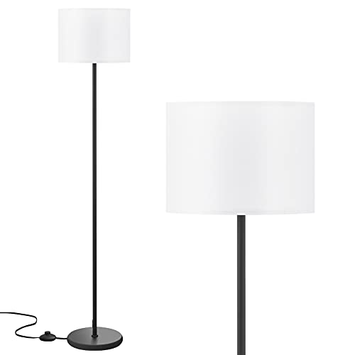 Modern Floor Lamp Simple Design with White Shade, Foot Pedal