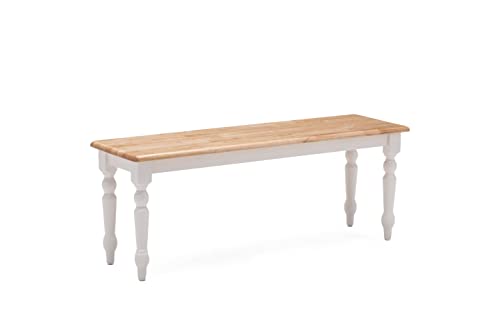 Boraam Farmhouse Bench, White/Natural 14 x 48 x 18