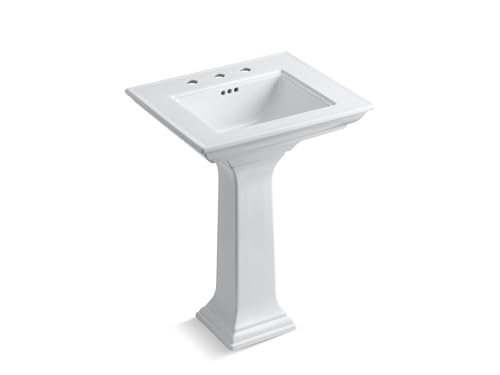 KOHLER K-2344-8-0 Memoirs Stately 24-1/2" Rectangular Pedestal Bathroom Sink, 8"