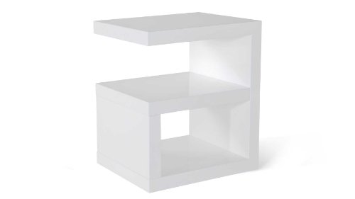 Zuri Furniture Jayden High Gloss Modern Side Table - White