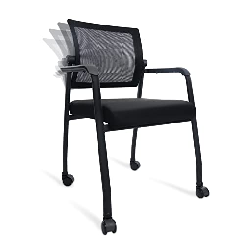 KLASIKA Waiting Room Chairs with Wheels, Adjustable Mesh Backrest, Desk