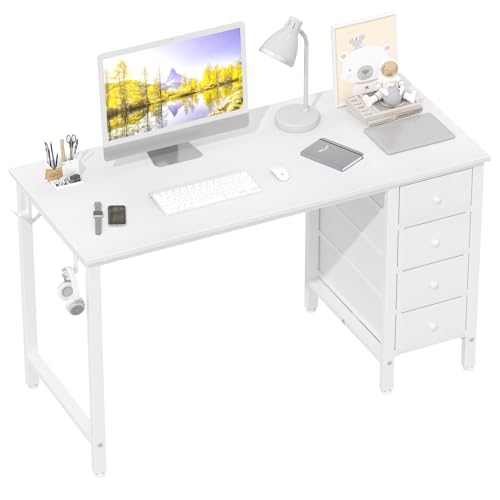 Lufeiya White Computer Desk with Drawers - 47 Inch Study