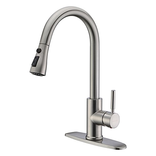 Single Handle High Arc Brushed Nickel Pull Out Kitchen Faucet