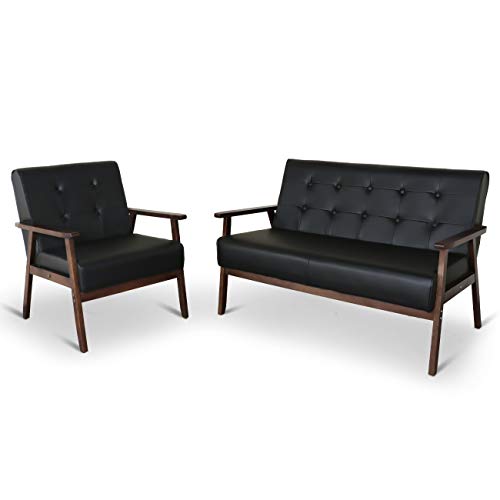 JIASTING Mid-Century Retro Modern Living Room Sofa Set with Loveseat