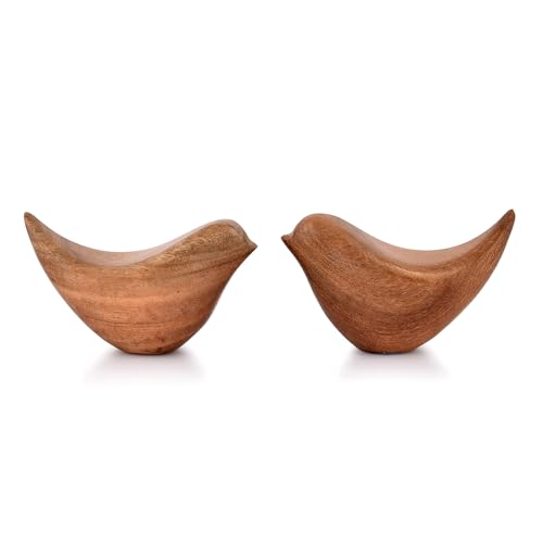 NIRMAN Acacia Wood Bird Statues Set Home Décor Bird Sculpture