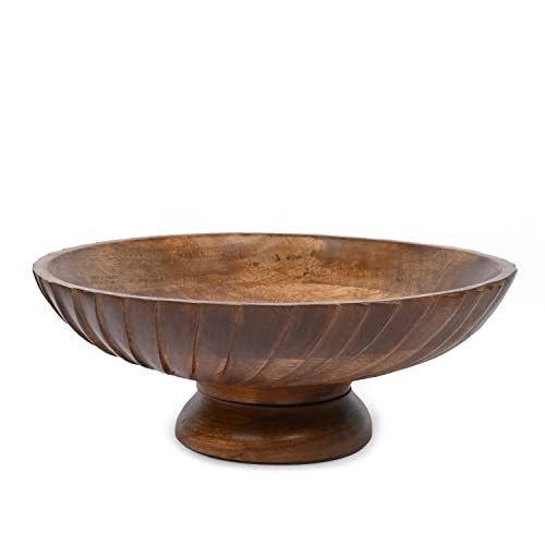 EDHAS Mango Wood Decorative Wooden Bowl Hand Carved Home Decor