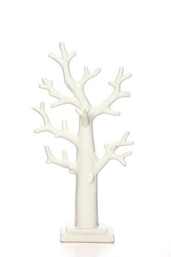 Hosley White Ceramic Tabletop Tree Sculpture Elegant and Multi-purpose Ring