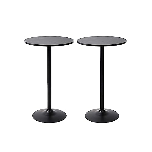 Pearington Santina 2 Pack Round Bar and Pub Table, Black