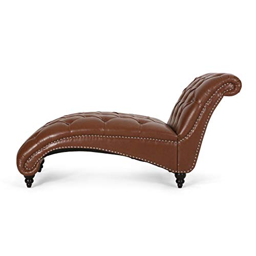 Christopher Knight Home Varnell Chaise Lounge, Cognac Brown + Dark