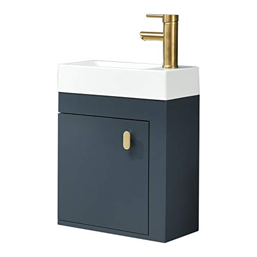 YOURLITE 16 inch Wall Mounted Floating Bathroom Vanity Sink Set