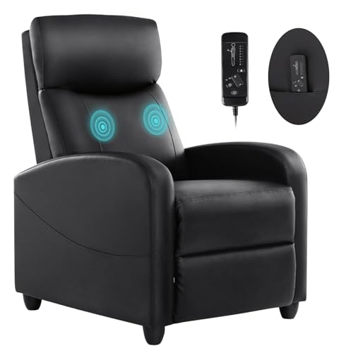 Sweetcrispy Recliner Chair for Adults, Massage PU Leather Small Recliner