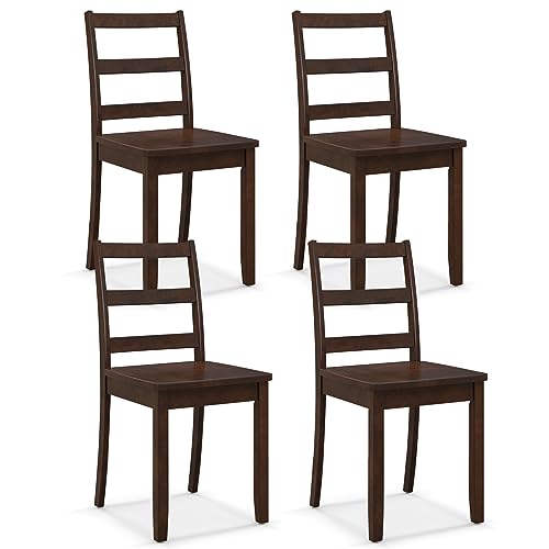 Giantex Wood Dining Chairs Set of 4 Walnut- Wooden Armless