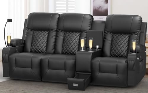 YONISEE 3 Seat Recliner Sofa, Large Reclining Sofa with Storage