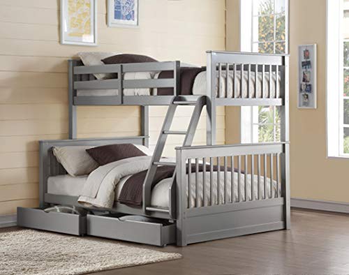 ACME Furniture 37755 Haley II Storage Bunk Bed, Twin Over Full, Gray