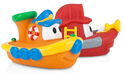 Nuby 2-Pack Tub Tugs Floating Boat Bath Toys, Colors May