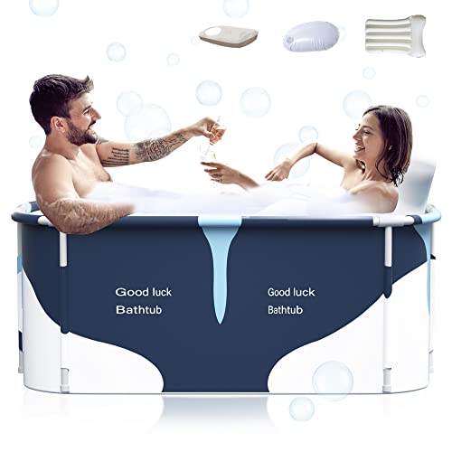 53" Extra Large Portable Foldable Bathtub with Cover for Adult,