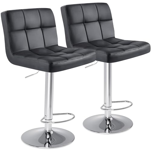 DUMOS Bar Stools Set of 2, Armless Adjustable Swivel Barstools,