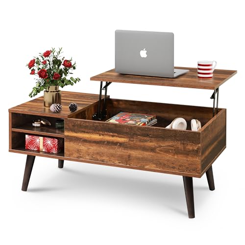 WLIVE Wood Lift Top Coffee Table with Hidden Compartment and