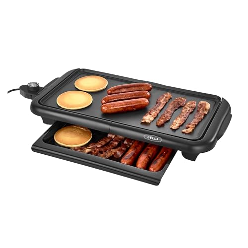 BELLA Electric Griddle with Warming Tray - Smokeless Indoor Grill,