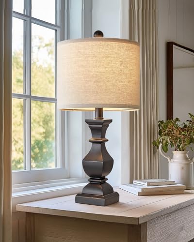 PoKat 20.5'' Bedside Table Lamp for Bedroom Nightstand - Farmhouse