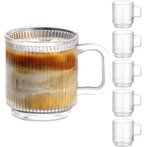 Qipecedm 6 PACK Premium Glass Coffee Mugs with Handle, 12