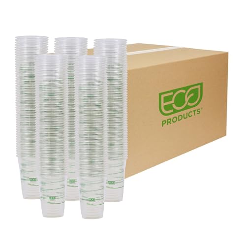 ECO PRODUCTS GreenStripe Clear Compostable 16oz PLA Plastic Cups, Case