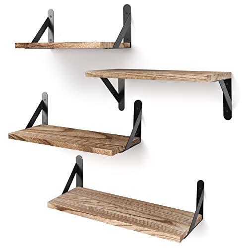 YGEOMER Floating Shelves for Wall, Light Carbonized Brown Wall Shelves