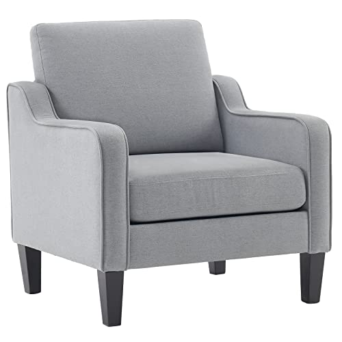 VINGLI Mid century Modern Accent Chair,Light Grey Fabric Accent Chairs