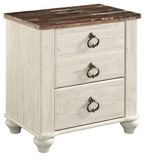 Signature Design by Ashley Willowton Farmhouse 2 Drawer Nightstand with