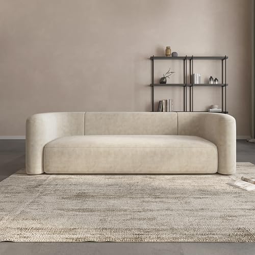 Acanva Luxury Modern Tight Curved Back Velvet Sofa, Minimalist Style