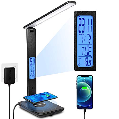 LED Desk Lamp, Desk Lamp with Wireless Charger, Suitable for