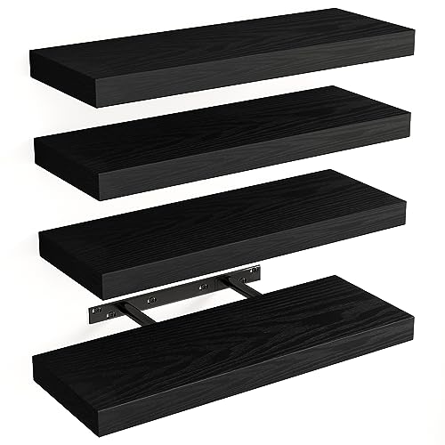 Fixwal 15.8in Floating Shelves, Rustic Wood Finish Wall Shelves Set