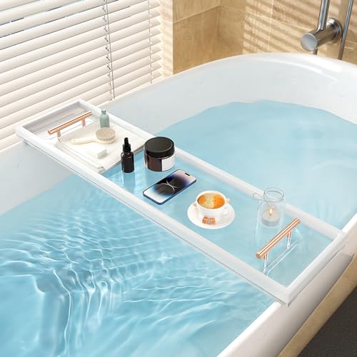 ZXMOTO Clear Bathtub Caddy Tray 33 Inch Acrylic Bathtub Caddy