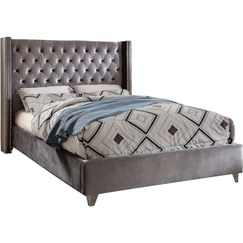 Meridian Furniture Aiden Collection Modern | Contemporary Velvet Upholstered Bed