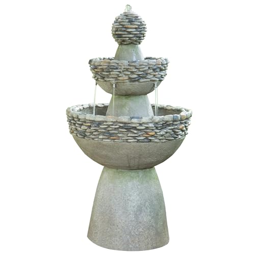 Teamson Home 36.5 in. Outdoor 3-Tier Zen-Style Pedestal Water Fountain