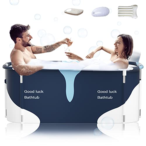 53" Extra Large Portable Foldable Bathtub with Metal Frame for