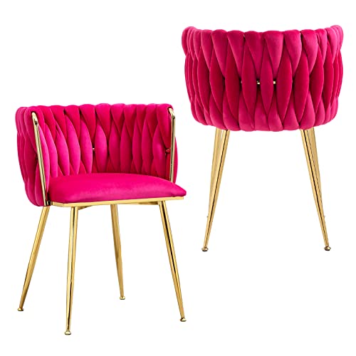 NIOIIKIT Modern Velvet Dining Chairs Set of 2 Hand Weaving