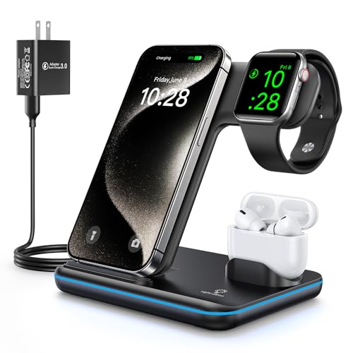 WAITIEE Wireless Charger 3 in 1, 15W Fast Charging Station