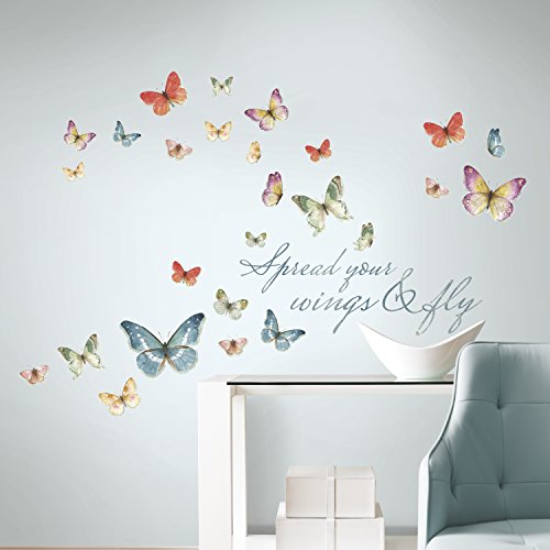 RoomMates RMK3263SCS Lisa Audit Butterfly Quote Peel and Stick Wall