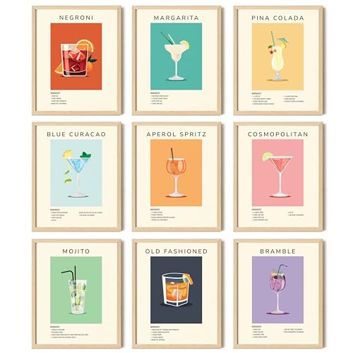 97 Decor Vintage Cocktail Poster - Bar Cart Accessories and