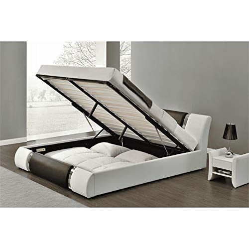 Kingway Furniture Zender Storage Platform Queen Bed in Black and White