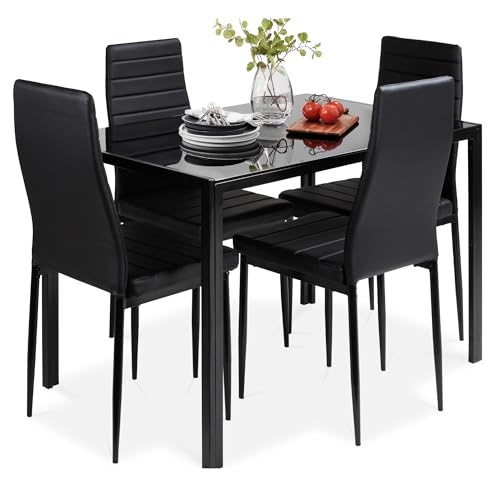 Best Choice Products 5-Piece Glass Dining Set, Modern Kitchen Table