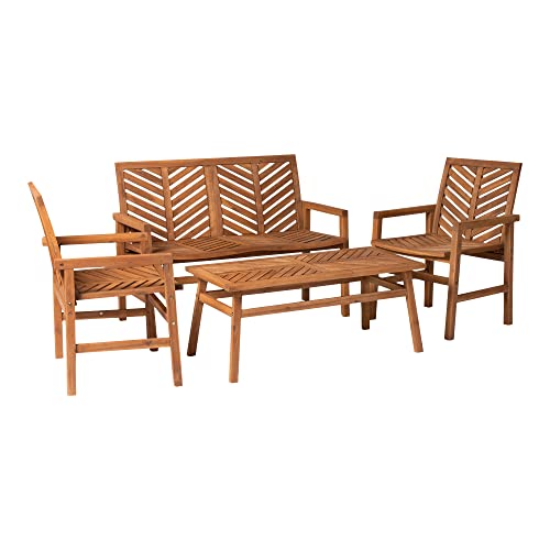 Wood Chevron Patio Furniture Set