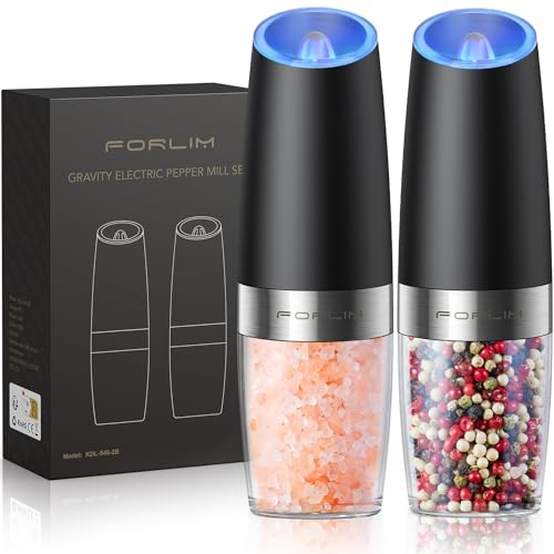 FORLIM Gravity Electric Salt and Pepper Grinder Set, Automatic Pepper