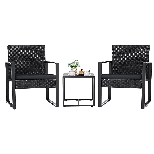 Flamaker 3 Pieces Patio Set Outdoor Wicker Furniture Sets Modern