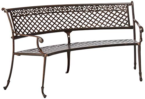 Christopher Knight Home Sebastian Outdoor Antique Cast Aluminum Sector Bench, Shiny Copper